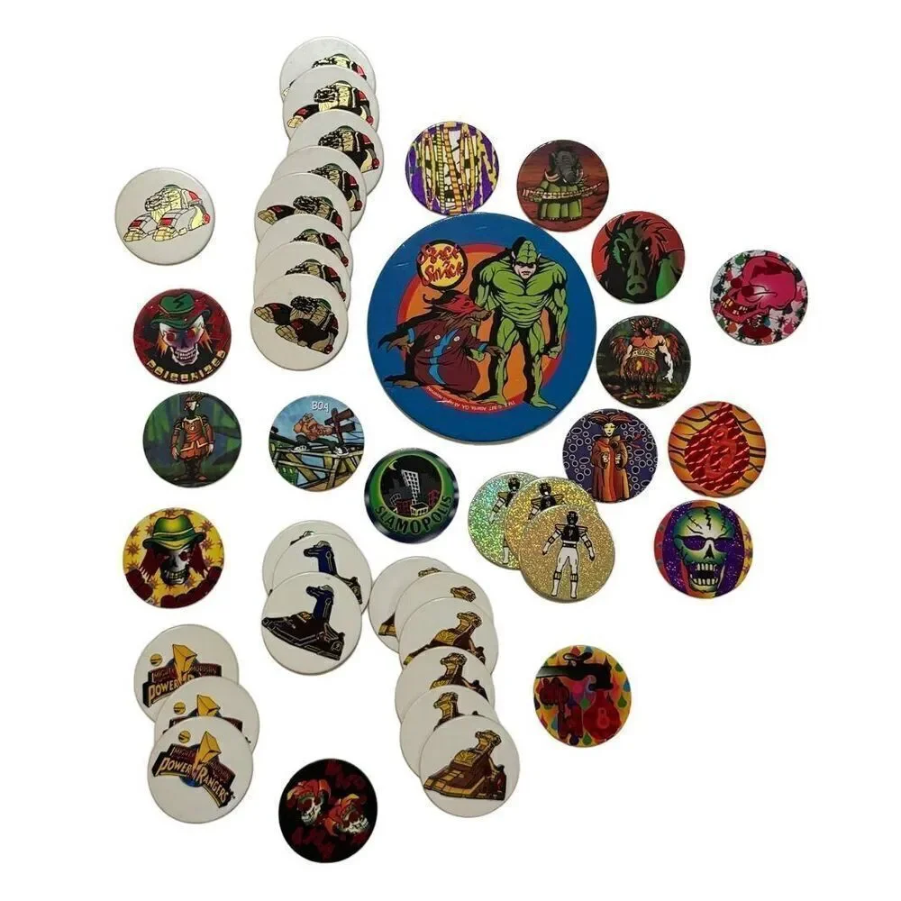 Mixed Lot Vintage Pogs - 1990’s Mighty Morphin Power Rangers MMPR + Slammer Pad
